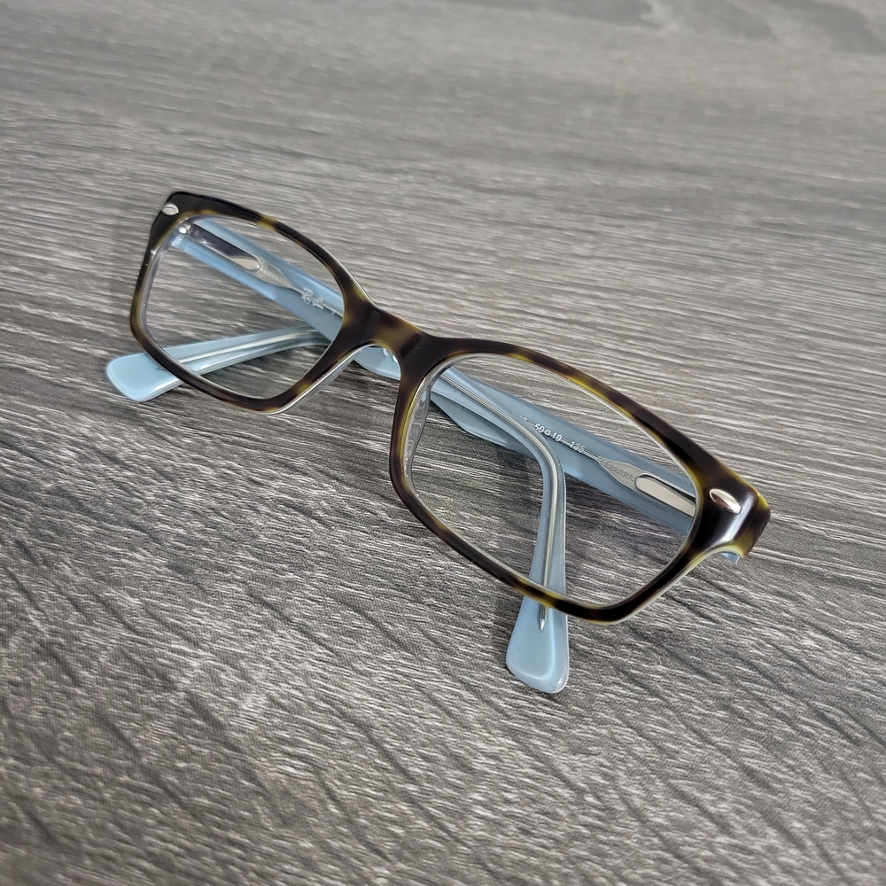 Ray-Ban Tortoise Shell Glasses with Light Blue Accents